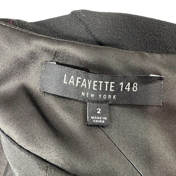 NWT Lafayette 148 Virgin Wool Black Mini Shift Dress, Size 2 - Picture 5 of 11